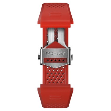 Bracelet TAG Heuer Connected E4 en caoutchouc rouge vif 45 mm
