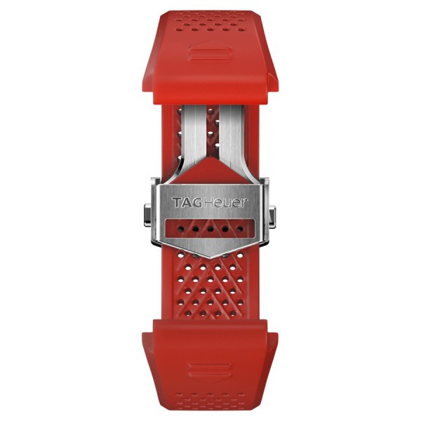 Bracelet TAG Heuer Connected E4 en caoutchouc rouge vif 45 mm