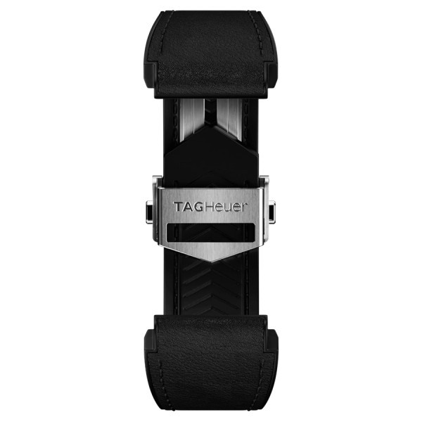 Bracelet TAG Heuer Connected E4 en cuir bi-matière noir 45 mm