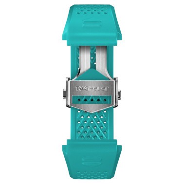 Bracelet TAG Heuer Connected E4 en caoutchouc bleu clair 45 mm
