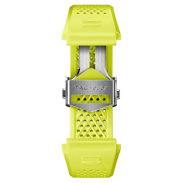 Bracelet TAG Heuer Connected E4 en caoutchouc jaune citron 45 mm