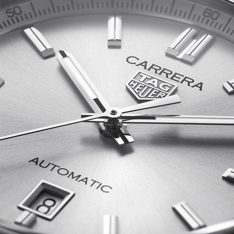 Montre TAG Heuer Carrera Calibre 5 automatique cadran argent bracelet cuir noir 39 mm WBN2111.FC6505