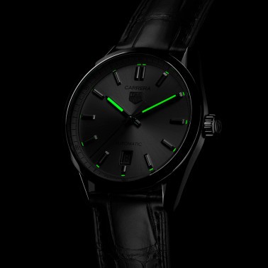 Montre TAG Heuer Carrera Calibre 5 automatique cadran argent bracelet cuir noir 39 mm WBN2111.FC6505