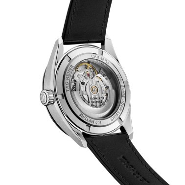 Montre TAG Heuer Carrera Calibre 5 automatique cadran argent bracelet cuir noir 39 mm WBN2111.FC6505