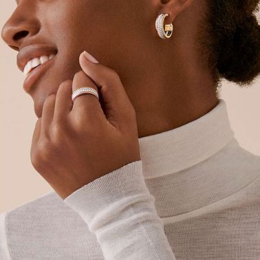 Bague Boucheron Quatre White Edition small trois ors diamants et céramique blanche JRG01597