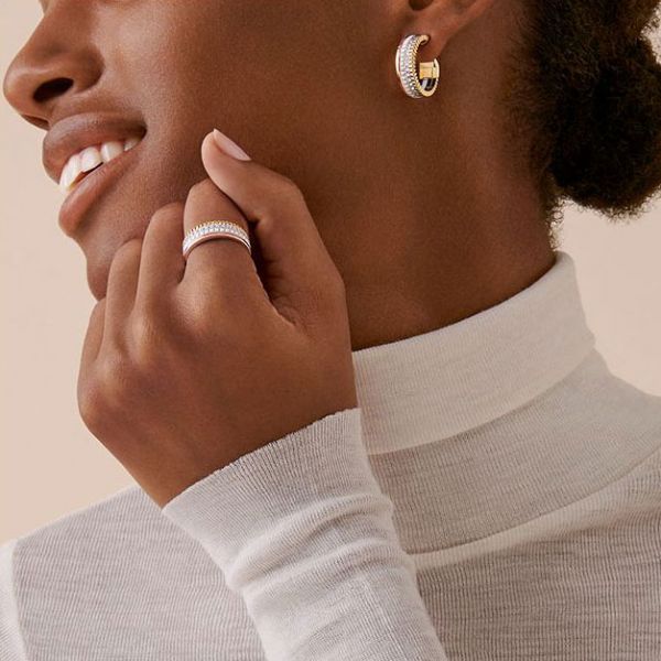 Bague Boucheron Quatre White Edition small trois ors diamants et céramique blanche JRG01597