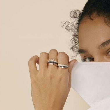 Bague Boucheron Quatre Classique small trois ors diamants et PVD marron