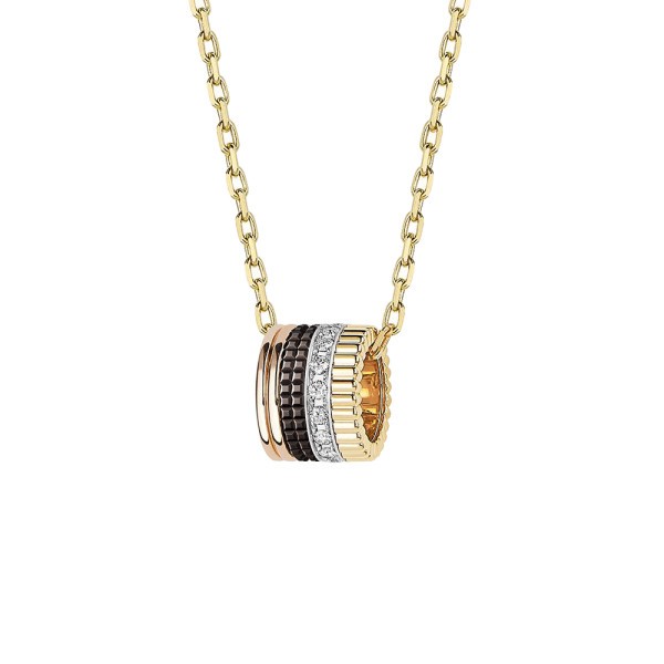 Boucheron Quatre Classique Large necklace in three gold, diamonds and brown PVD 