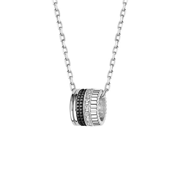 Boucheron Quatre Classique Large necklace in white gold, diamonds and black PVD 