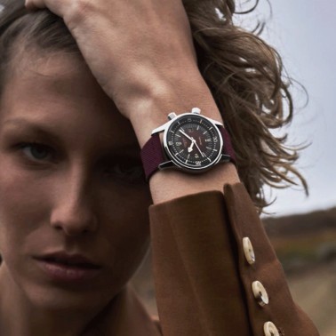 Longines Legend Diver automatic watch burgundy dial burgundy synthetic strap 36 mm L3.374.4.40.2