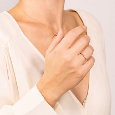 Bague Ginette NY Mini Lonely Diamond en or rose et diamant