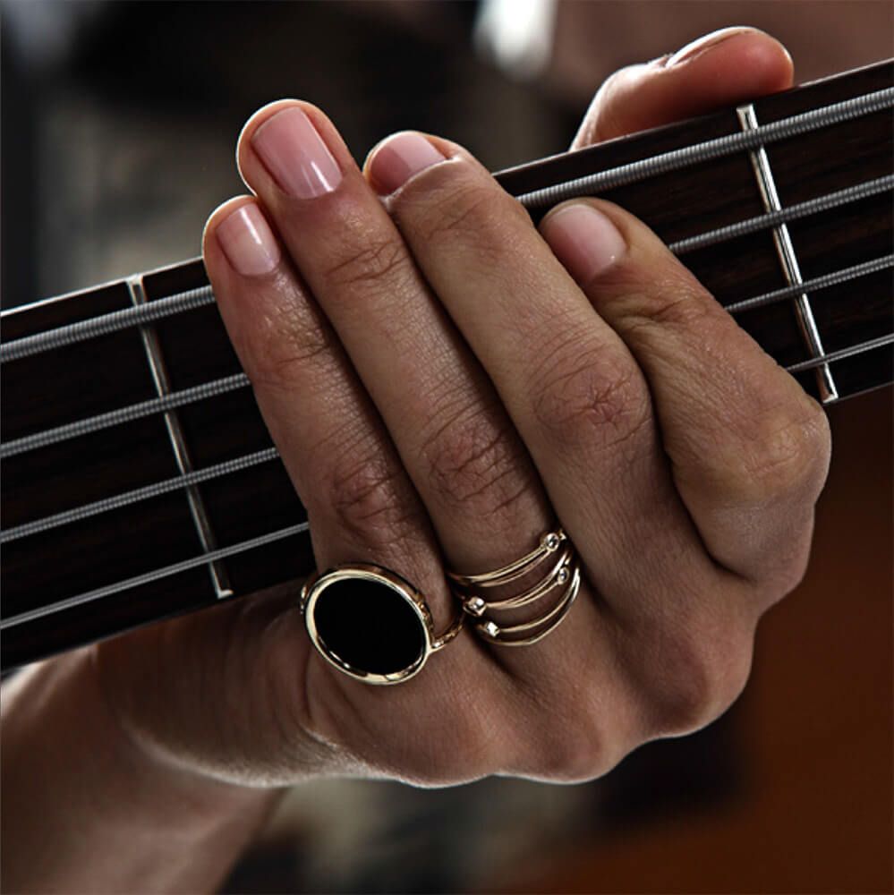 Bague Ginette NY Mini Lonely Diamond en or rose et diamant