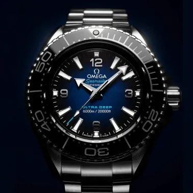 Omega Seamaster Planet Ocean 6000M Ultra Deep Co-Axial watch blue dial steel bracelet 45,5 mm