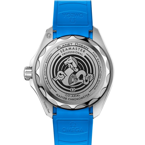 Omega seamaster rubber strap blue deals