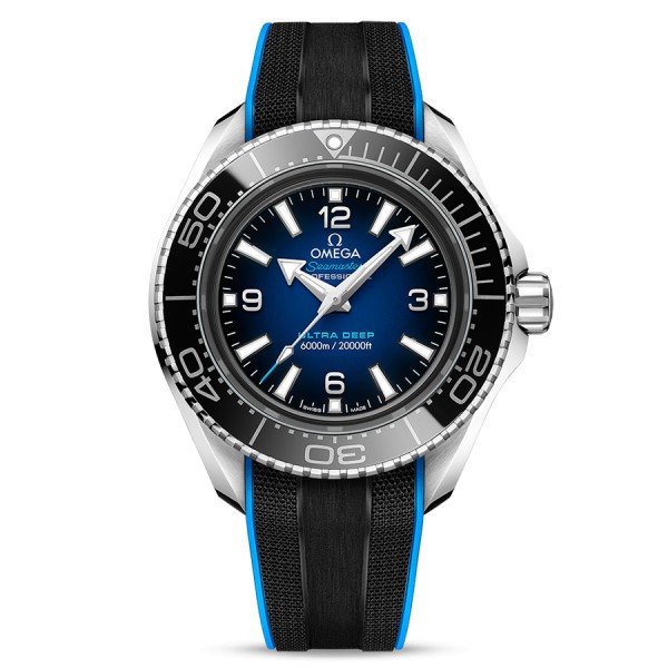 Montre Omega Seamaster Planet Ocean 6000M Ultra Deep Co-Axial cadran bleu bracelet caoutchouc 45,5 mm
