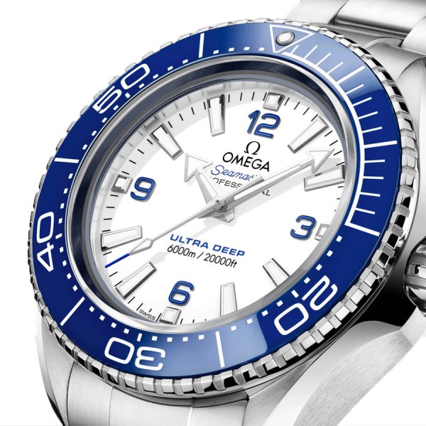 Montre Omega Seamaster Planet Ocean 6000M Ultra Deep Co-Axial cadran blanc bracelet acier 45,5 mm