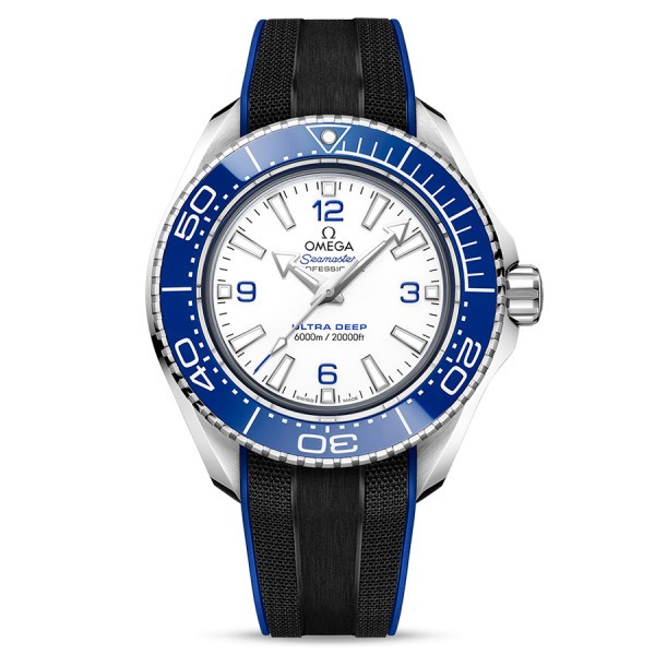 Montre Omega Seamaster Planet Ocean 6000M Ultra Deep Co-Axial cadran blanc bracelet caoutchouc 45,5 mm