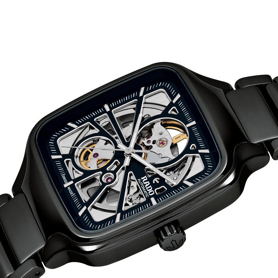 Rado True Square Open Heart automatic watch black dial black ceramic bracelet 38 mm R27086152