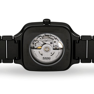Rado True Square Open Heart automatic watch black dial black ceramic bracelet 38 mm R27086152