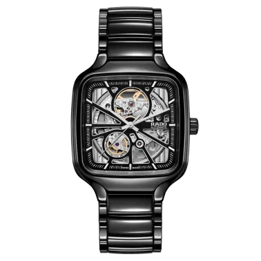Rado True Square Open Heart automatic watch black dial black ceramic bracelet 38 mm R27086152
