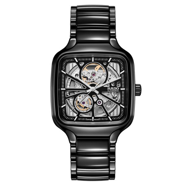 Montre Rado True Square Open Heart automatique cadran noir bracelet céramique noire 38 mm R27086152