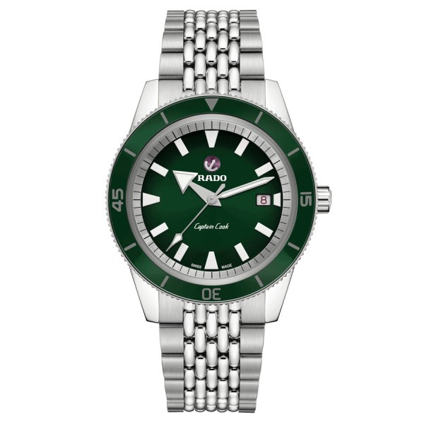 Montre Rado Captain Cook Pochette de Voyage automatique cadran vert bracelet acier 42 mm