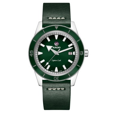 Montre Rado Captain Cook Pochette de Voyage automatique cadran vert bracelet acier 42 mm