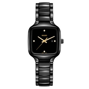 Rado True Square Diamonds quartz watch black dial black ceramic bracelet 29 mm R27080722