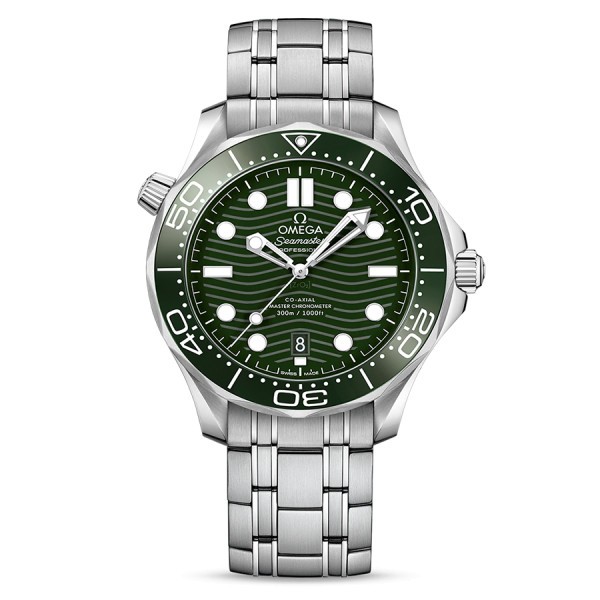 Omega Seamaster Diver 300m Co-Axial Master Chronometer green dial steel bracelet 42 mm