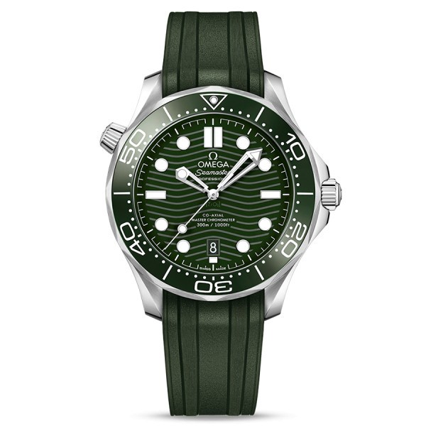 Omega Seamaster Diver 300m Co-Axial Master Chronometer watch green dial rubber strap 42 mm