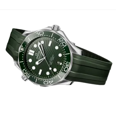 Omega Seamaster Diver 300m Co-Axial Master Chronometer watch green dial rubber strap 42 mm