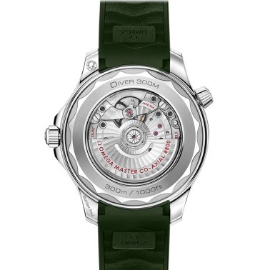 Omega Seamaster Diver 300m Co-Axial Master Chronometer watch green dial rubber strap 42 mm