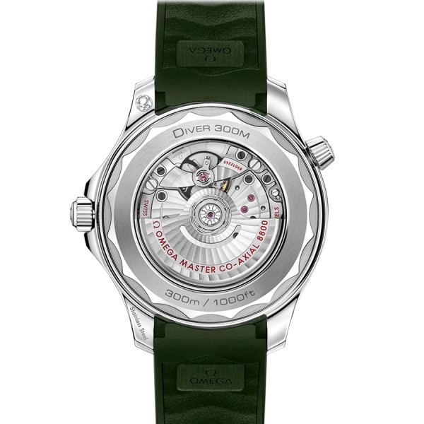 Omega Seamaster Diver 300m Co-Axial Master Chronometer watch green dial rubber strap 42 mm