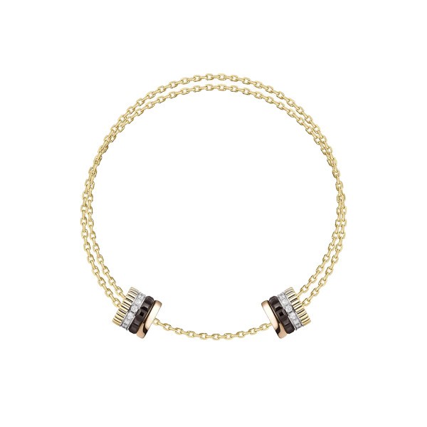 Bracelet Boucheron Quatre Classique trois ors, diamants et PVD marron JBT00938