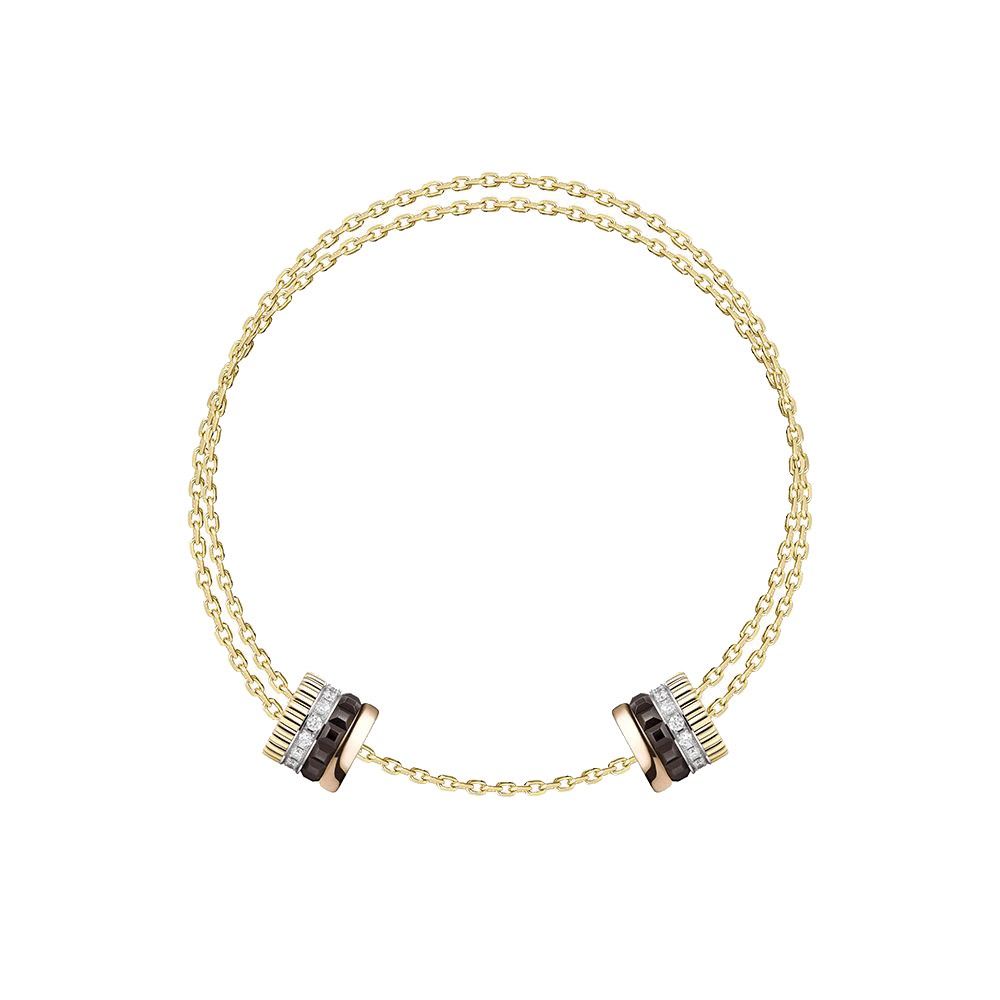 Bracelet Boucheron Quatre Classique trois ors, diamants et PVD marron JBT00938