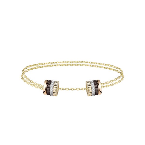 Boucheron Quatre Classique bracelet in three gold, diamonds and brown PVD