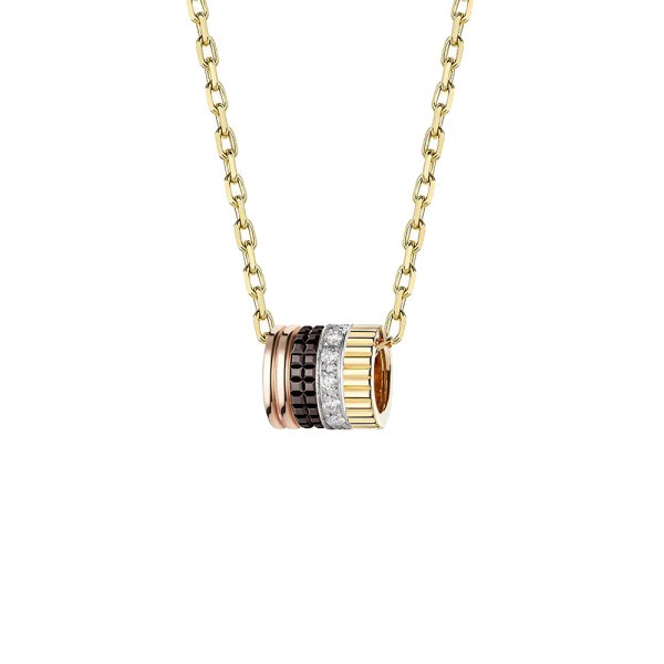 Boucheron Quatre Classique Small necklace three gold, diamond and brown PVD