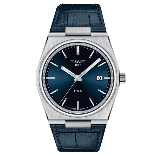 Montre Tissot T-Classic PRX quartz cadran bleu bracelet cuir bleu 40 mm T137.410.16.041.00