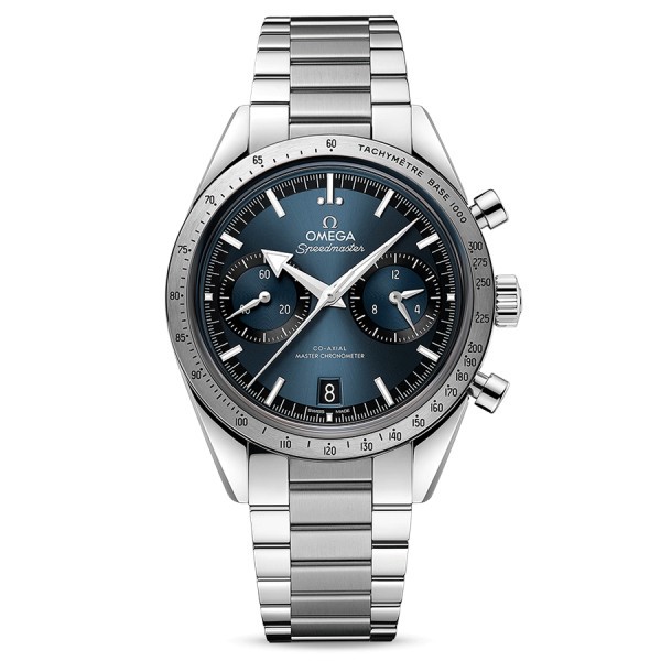 Montre Omega Speedmaster '57 Co-Axial Master Chronometer cadran bleu bracelet acier 40,5 mm