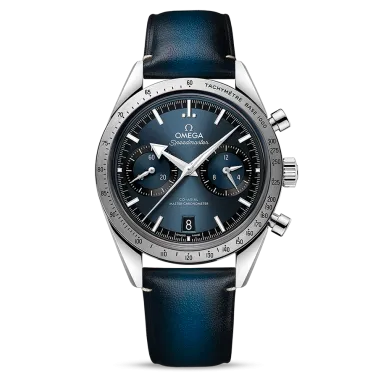 Omega Speedmaster '57 Co-Axial Master Chronometer blue dial leather strap 40.5 mm