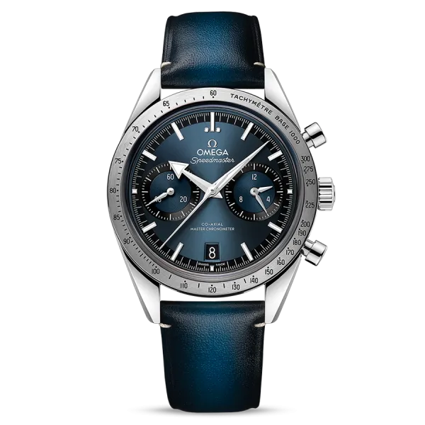 Omega Speedmaster '57 Co-Axial Master Chronometer blue dial leather strap 40.5 mm