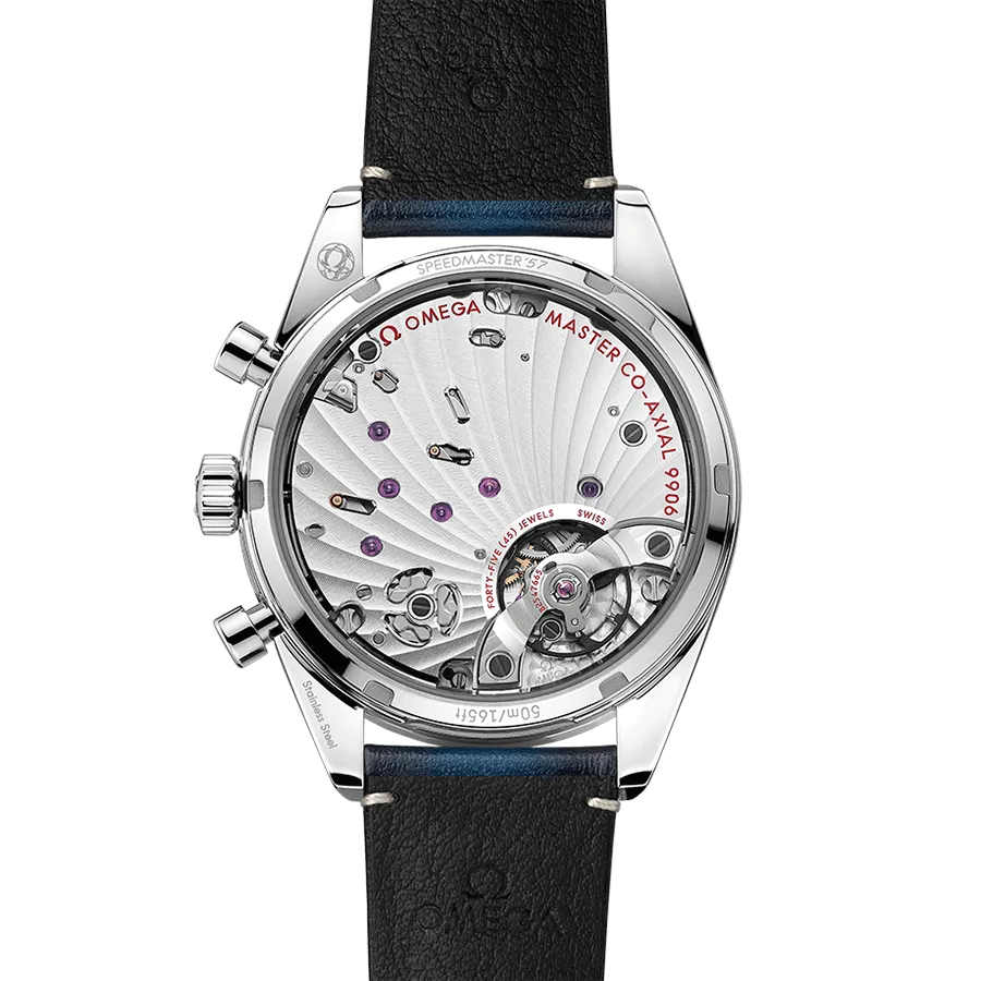 Omega Speedmaster '57 Co-Axial Master Chronometer blue dial leather strap 40.5 mm