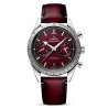 Montre Omega Speedmaster '57 Co-Axial Master Chronometer cadran rouge bracelet cuir 40,5 mm