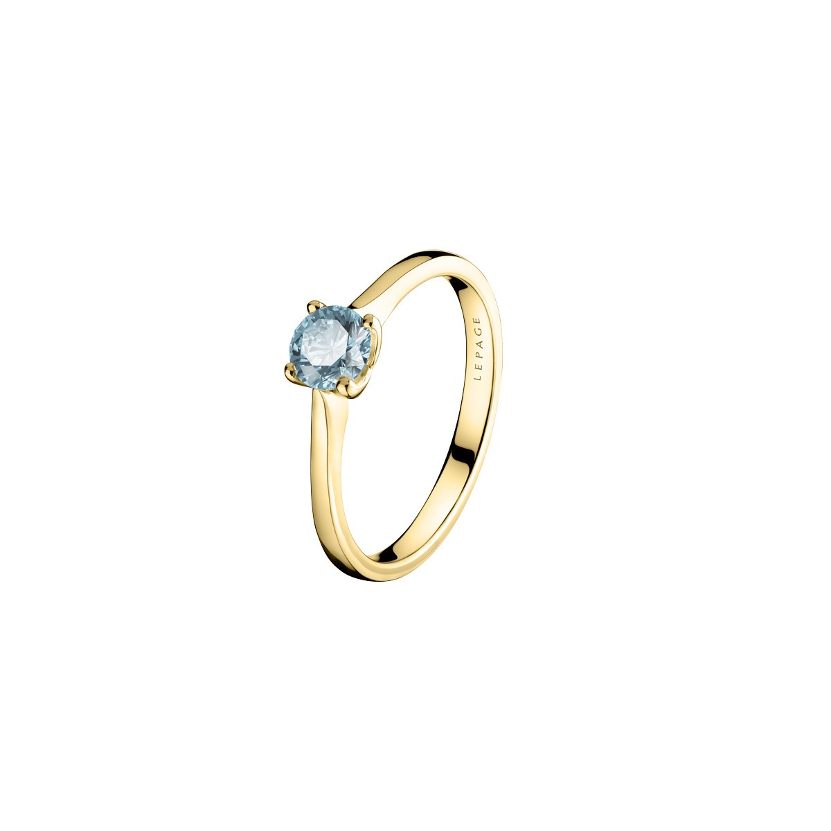 Solitaire Desir en or jaune et aigue marine LEPAGE