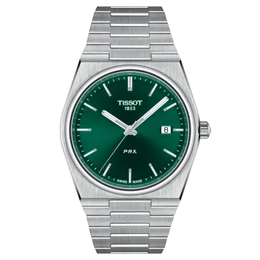 Tissot PRX quartz watch green dial steel bracelet 40 mm T137.410.11.091.00