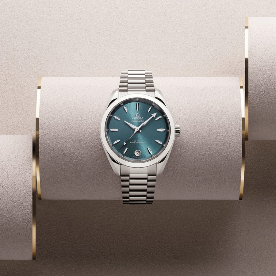 Montre Omega Seamaster Aqua Terra 150m Ladies Co-Axial Master Chronometer cadran vert bracelet acier 34 mm