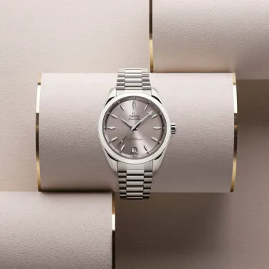 Omega Seamaster Aqua Terra 150m Ladies Co-Axial Master Chronometer watch sandstone dial steel bracelet 34 mm