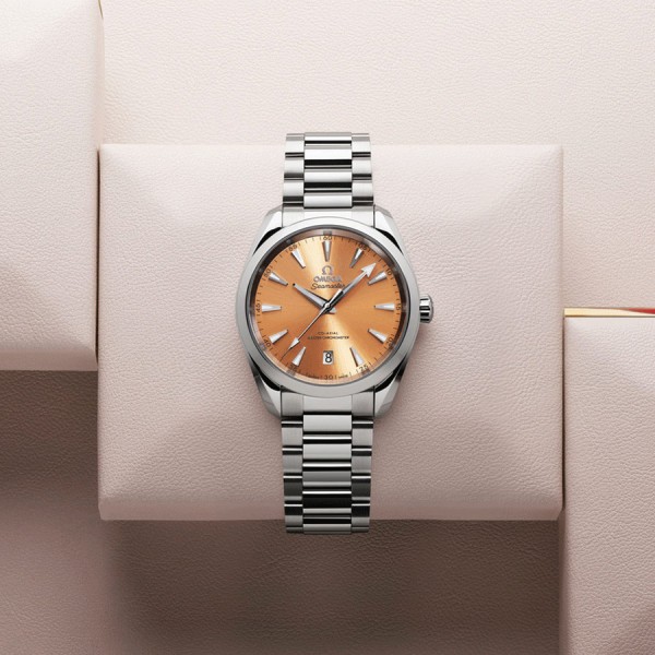 Omega Seamaster Aqua Terra 150m Co-Axial Master Chronometer watch saffron dial steel bracelet 38 mm