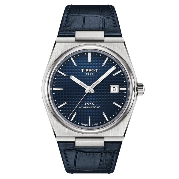 Tissot PRX Powermatic 80 watch blue dial blue leather strap 40 mm T137.407.16.041.00