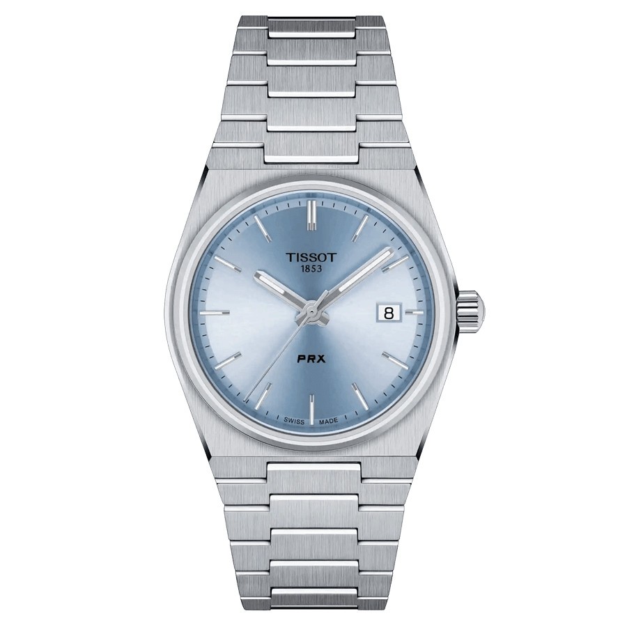 Montre Tissot T-Classic PRX quartz cadran bleu clair bracelet acier 35 mm T137.210.11.351.00